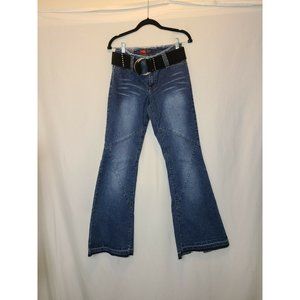 NWT Younique Y2K Flare Leg Hippie Boho Coachella Jeans with Velvet Belt Sz 5